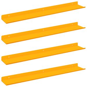 vidaXL &Eacute;tag&egrave;re flottante 4 pc Jaune moutarde 60 x 8,5 x 2,5 cm Acier