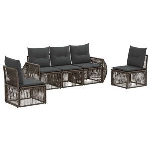 vidaXL Ensemble de canap&eacute; de jardin 5 pc Gris et Gris fonc&eacute; polyrotin