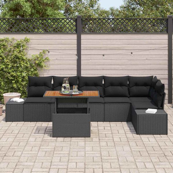 vidaXL Ensemble de salle &agrave; manger pour jardin 7 pcs Noir et Marron