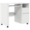vidaXL Bureau avec roues Blanc Bois d'ing&eacute;nierie 91 x 50 x 77 cm