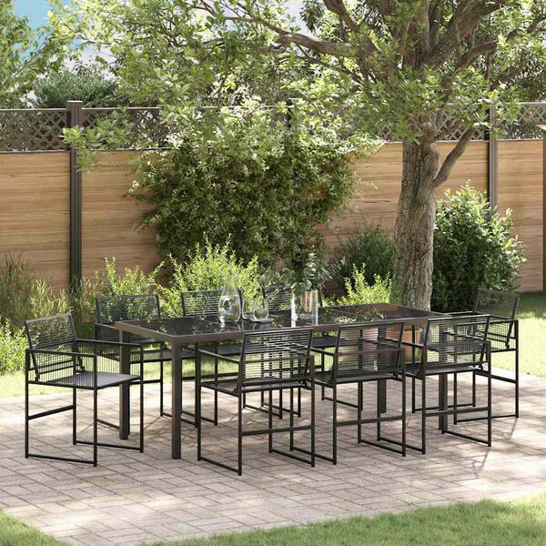 vidaXL Ensemble de salle &agrave; manger pour jardin 9 pcs Noir