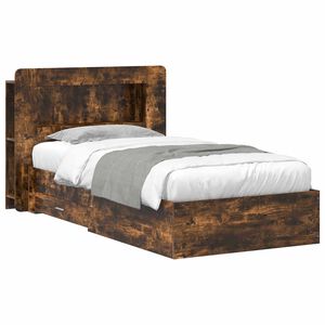 vidaXL Cadre de lit avec rangement Ch&ecirc;ne fum&eacute; 75 x 190 cm