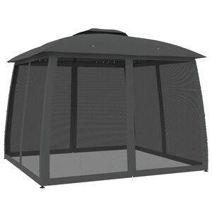 vidaXL Tonnelle avec double toit et parois en filet anthracite acier