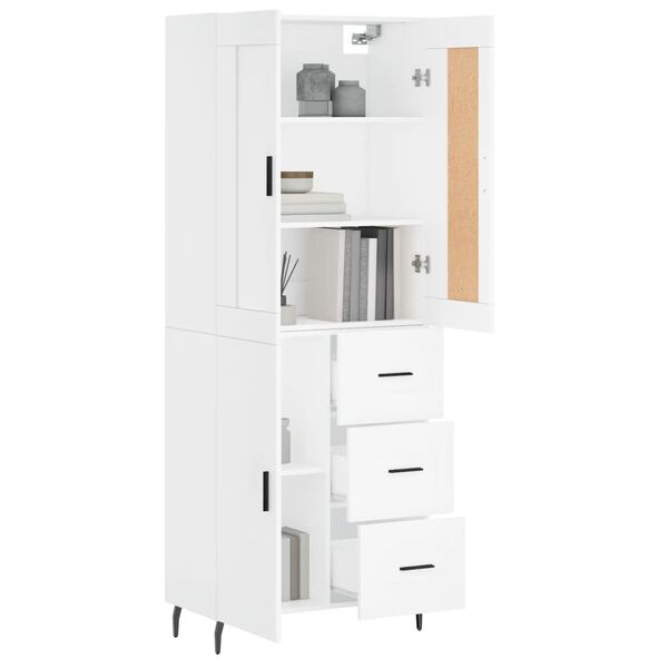 vidaXL Buffet haut Blanc 69,5x34x180 cm Bois d'ing&eacute;nierie