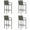 vidaXL Tabourets de bar lot de 4 gris r&eacute;sine tress&eacute;e