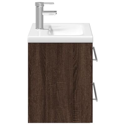 vidaXL Armoire lavabo de salle de bain et bassin intégré chêne marron