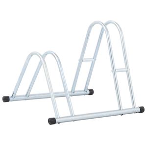 vidaXL Support de v&eacute;lo au sol autoportant pour 2 v&eacute;los acier galvanis&eacute;