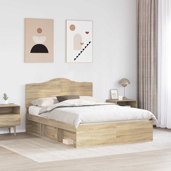 vidaXL Cadre de lit avec t&ecirc;te de lit Sonoma 140 x 200 cm Pin massif