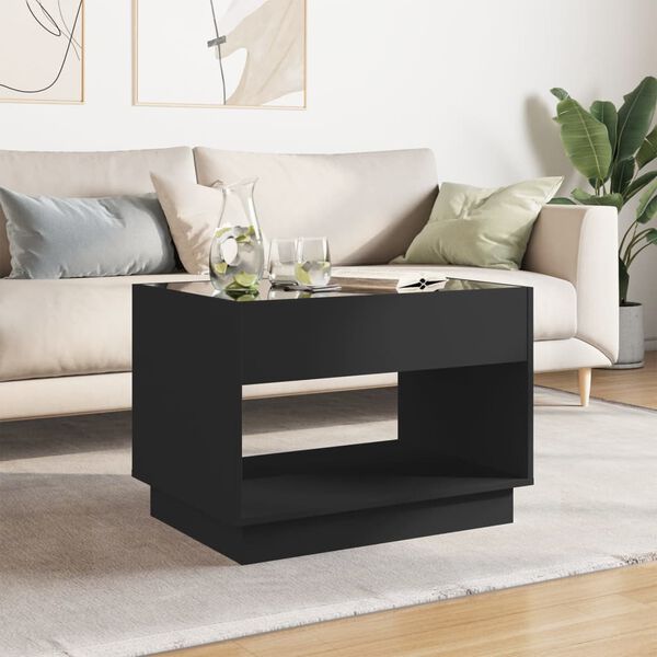 vidaXL Table basse avec LED infini noir 70x50x50 cm