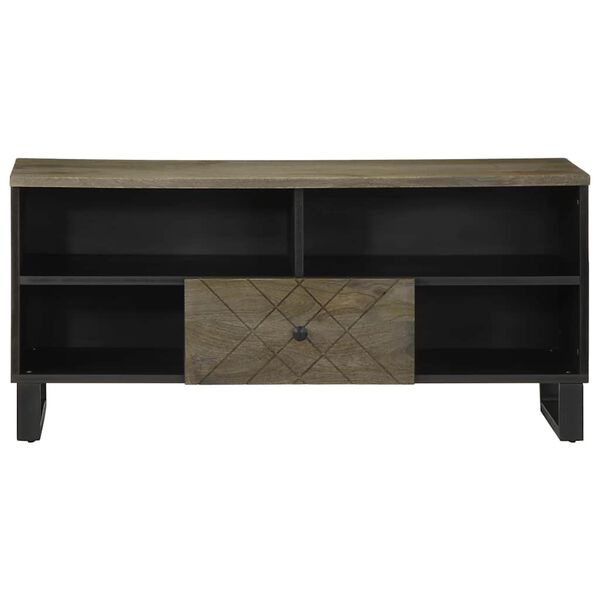 vidaXL Meuble TV noir 100x33x46 cm bois massif de manguier