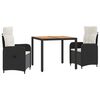 vidaXL Ensemble de repas ext&eacute;rieur 3 pc Noir et blanc cr&egrave;me