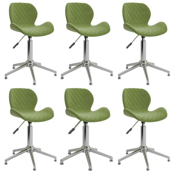vidaXL Chaises pivotantes &agrave; manger lot de 6 vert clair velours