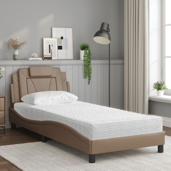 vidaXL Lit Viana avec matelas cappuccino 90x190 cm similicuir