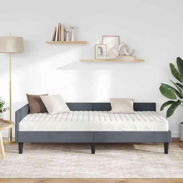 vidaXL Cadre de lit d'angle avec matelas Autre 2 pcs Gris Velours