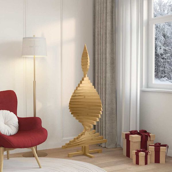 vidaXL Arbres de No&euml;l avec support Marron 150 cm Bois massif en pin