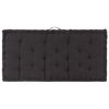 vidaXL Coussins de plancher de palette lot de 2 Coton Noir