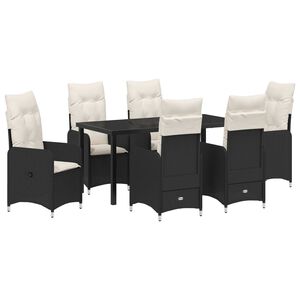 vidaXL Ensemble de salle &agrave; manger pour jardin 7 pcs Noir polyrotin