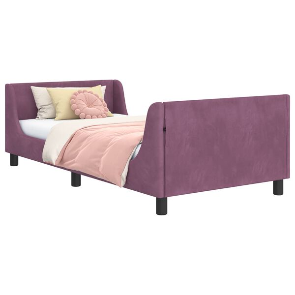 vidaXL Cadre de lit pour enfants avec t&ecirc;te de lit Violet 90 x 200 cm