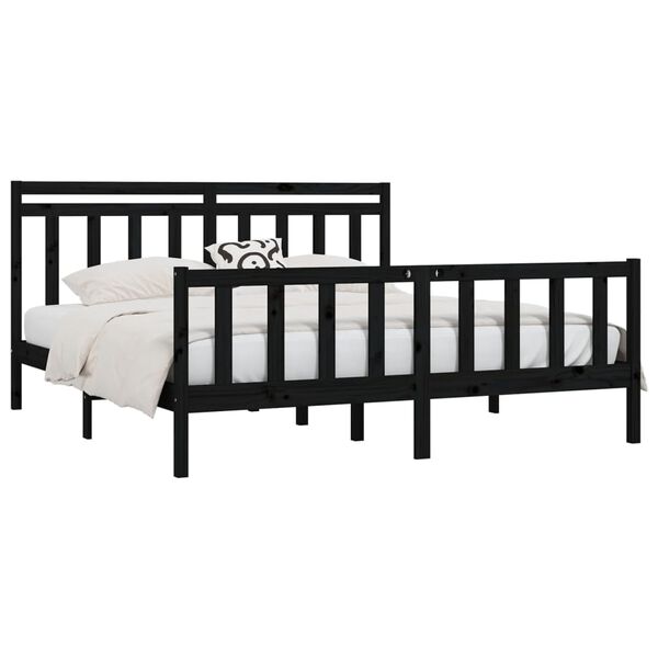 vidaXL Cadre de lit sans matelas noir bois massif de pin 200x200 cm