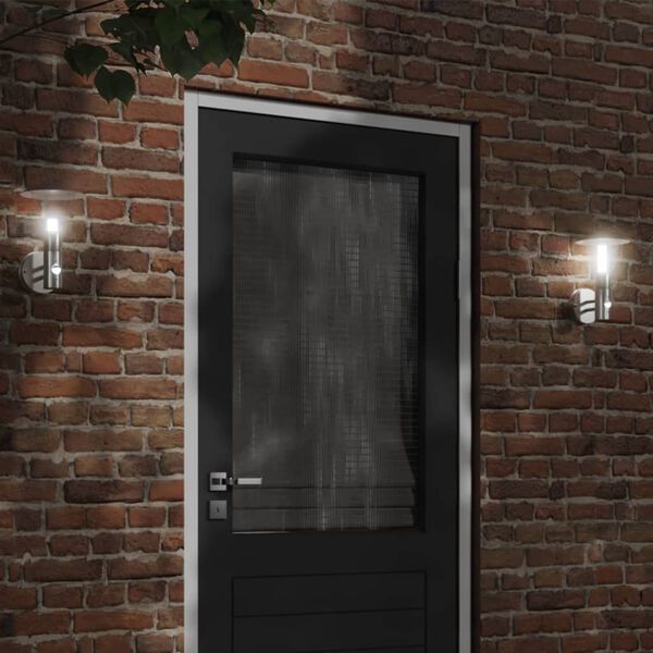 vidaXL Appliques murales d'ext&eacute;rieur et capteurs 2pcs acier inoxydable