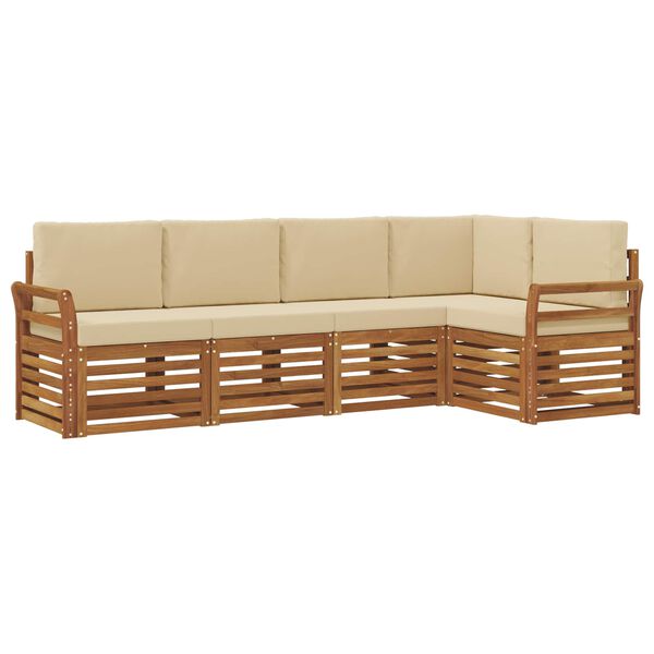 vidaXL Ensemble de canap&eacute; d'angle avec coussin 5 pcs Naturel et Beige