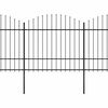 vidaXL Cl&ocirc;ture de jardin &agrave; dessus en lance Acier (1,5-1,75)x15,3m Noir