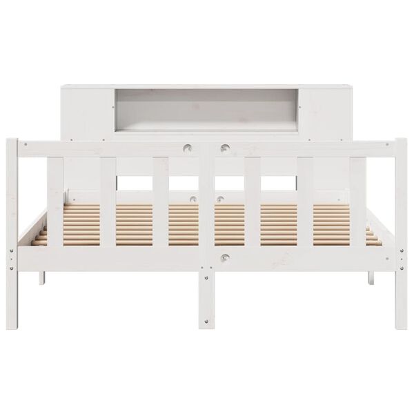 vidaXL Lit biblioth&egrave;que sans matelas blanc 120x190 cm bois pin massif