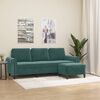 vidaXL Canap&eacute; &agrave; 3 places avec repose-pieds Vert fonc&eacute; 180 cm Velours