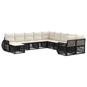 vidaXL Ensemble de canap&eacute; de jardin 11 pc Noir polyrotin