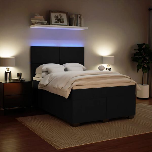 vidaXL Sommier &agrave; lattes de lit avec matelas Noir 140x200 cm Velours