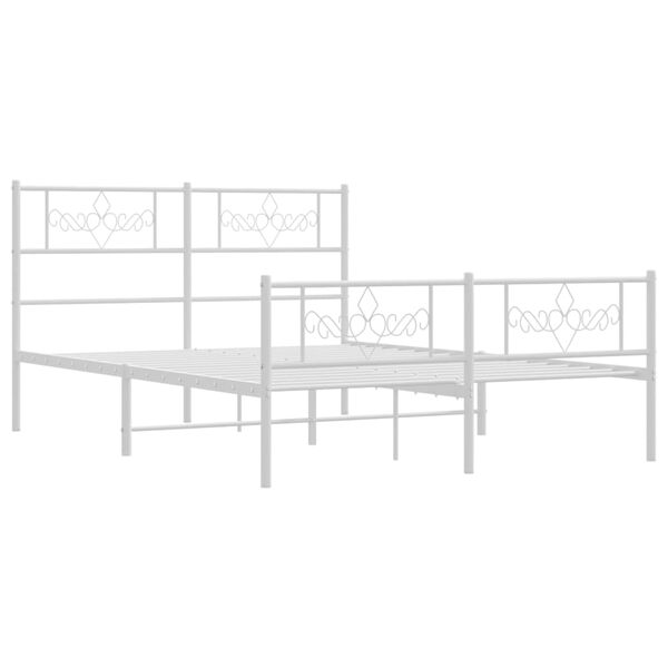 vidaXL Cadre de lit m&eacute;tal sans matelas et pied de lit blanc 120x200 cm