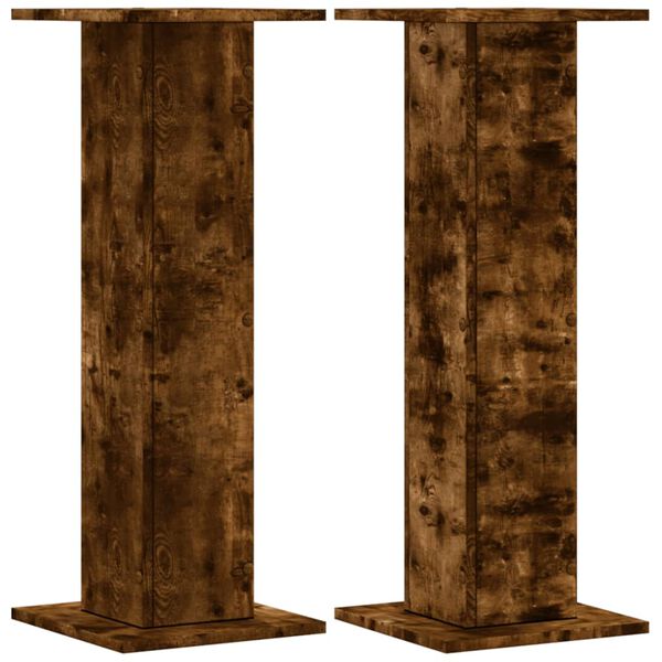 vidaXL Supports de haut-parleurs 2 pcs ch&ecirc;ne fum&eacute; bois d'ing&eacute;nierie