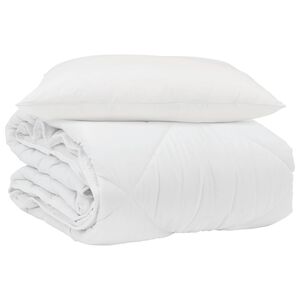 vidaXL Duvet d'&eacute;t&eacute; simple avec oreiller 2 pi&egrave;ces Blanc Microfibre