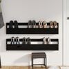 vidaXL &Eacute;tag&egrave;res &agrave; chaussures murales 2 pcs Noir 110x9x23 cm Pin massif