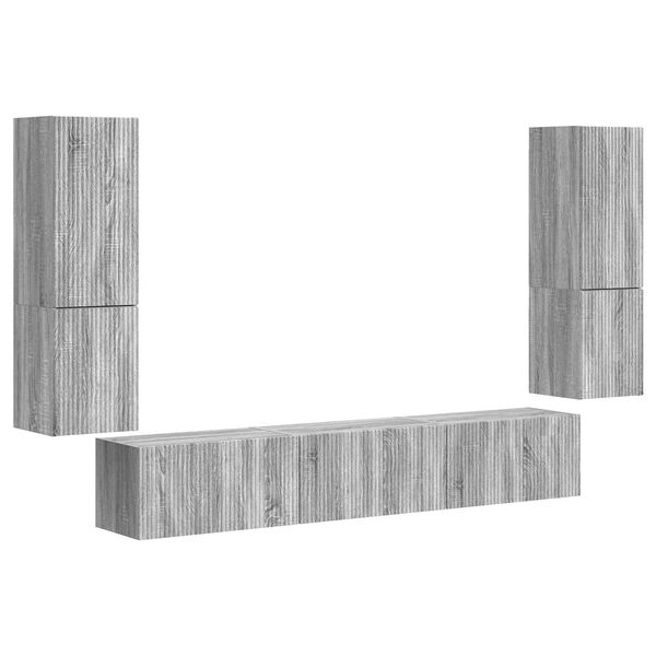 vidaXL Ensemble meuble TV 4 pcs Gris Sonoma Bois d'ing&eacute;nierie