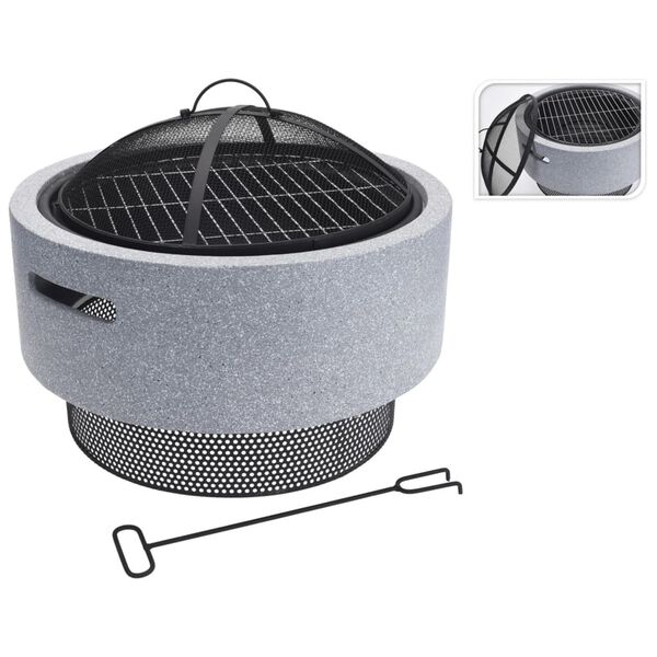 ProGarden Bol &agrave; feu avec grille de barbecue Gris clair 52x18,5 cm