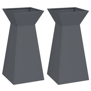 vidaXL Jardini&egrave;re &agrave; pilier 2 pc Anthracite 35 x 35 x 73 cm