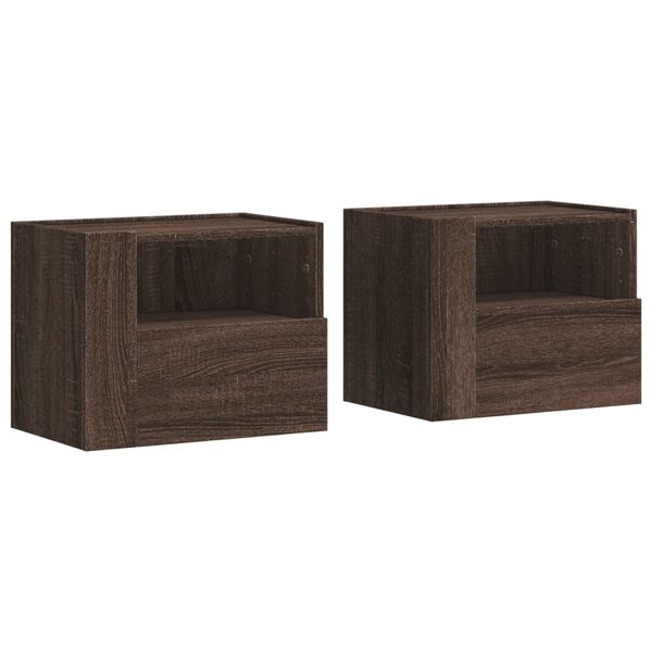 vidaXL Tables de chevet murales 2 pcs ch&ecirc;ne marron 45x30x35 cm