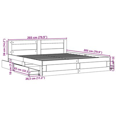 vidaXL Cadre de lit tête de lit sans matelas chêne sonoma 200x200 cm