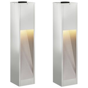 vidaXL Lumi&egrave;re de Chemin LED Solaire 2 pc Blanc chaud 18 x 18 x 80 cm