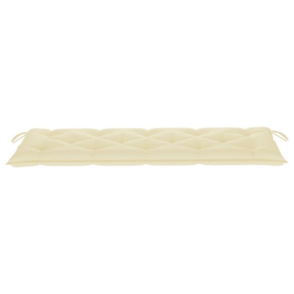 vidaXL Banc de jardin avec coussin blanc cr&egrave;me 150 cm Teck massif