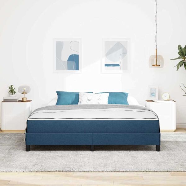 vidaXL Lit &agrave; ressorts avec matelas Bleu 180 x 200 cm tissu