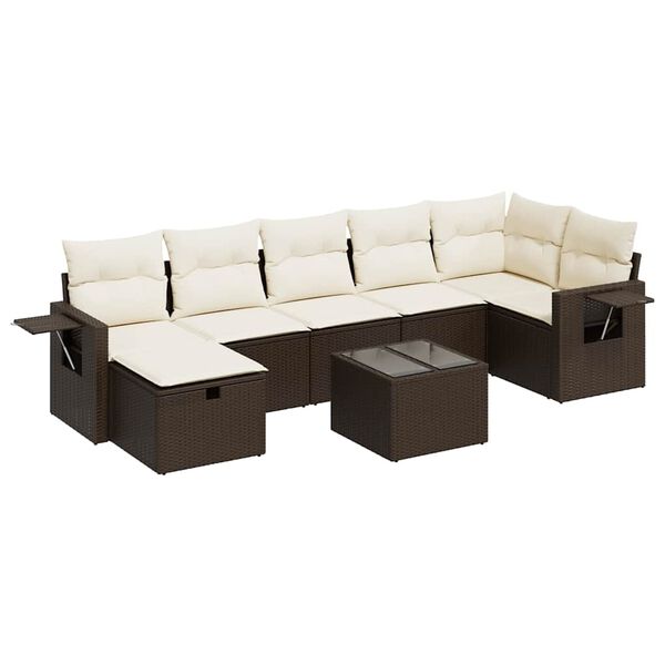 vidaXL Salon de jardin 8 pcs avec coussins marron r&eacute;sine tress&eacute;e