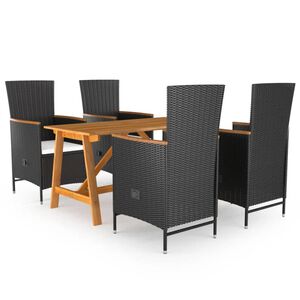 vidaXL Ensemble &agrave; manger de jardin 5 pcs Noir