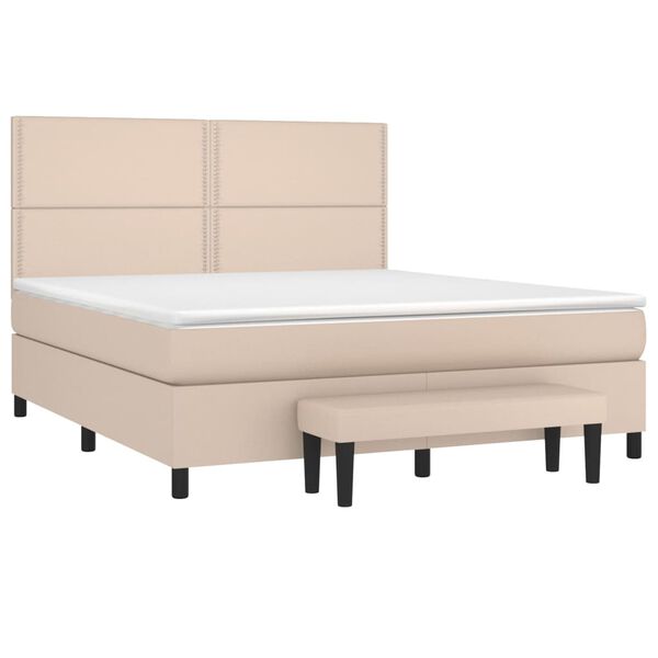 vidaXL Sommier à lattes de lit avec matelas Cappuccino 180x200 cm