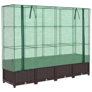 vidaXL Jardini&egrave;re sur&eacute;lev&eacute;e avec housse aspect rotin 160x40x138 cm