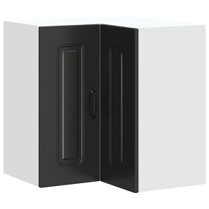 vidaXL Armoire murale d'angle de cuisine Kalmar noir bois d'ing&eacute;nierie