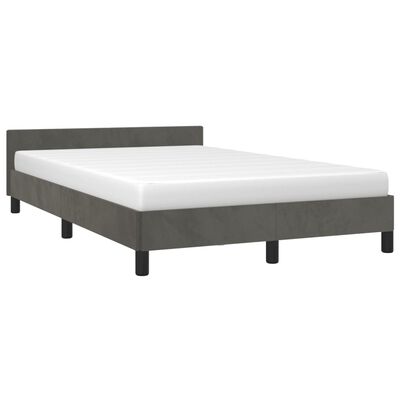 vidaXL Cadre de lit avec tête de lit gris foncé 120x190 cm velours