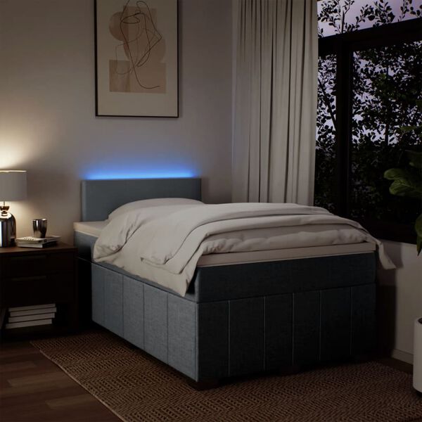 vidaXL Sommier &agrave; lattes de lit et matelas gris clair 120x190 cm tissu