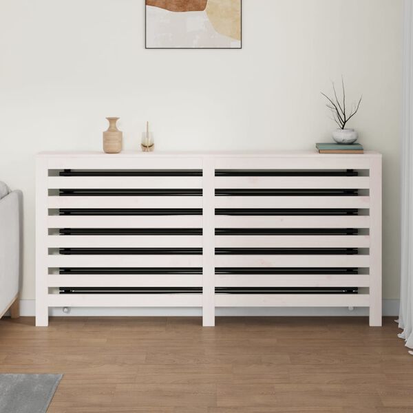 vidaXL Cache-radiateur Blanc 169x19x84 cm Bois massif de pin